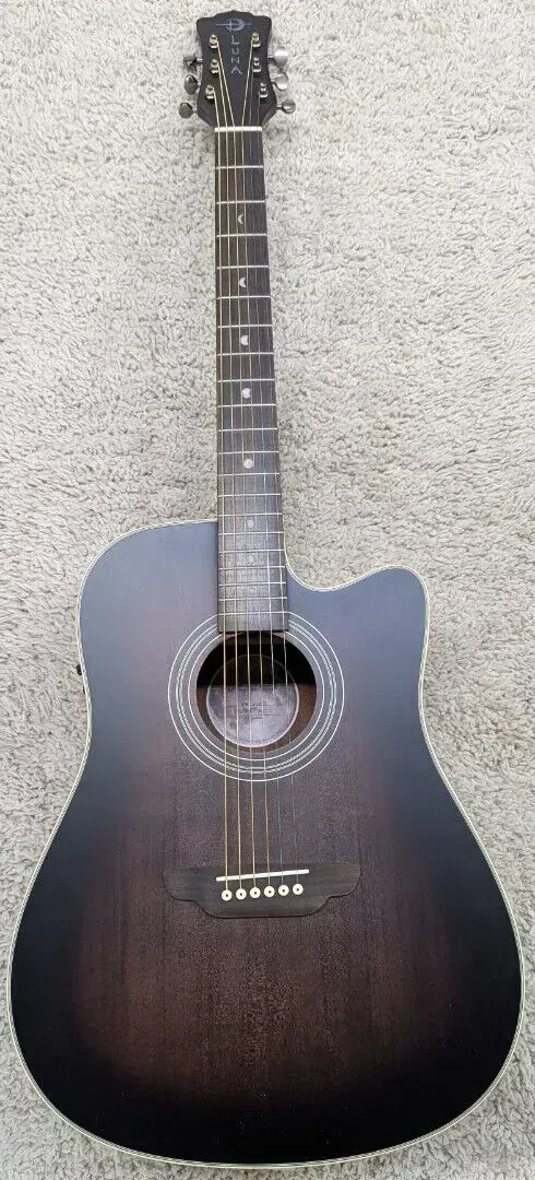 Luna Art Vintage Dreadnought Cutaway Solid Top Acoustic Electric Guitar