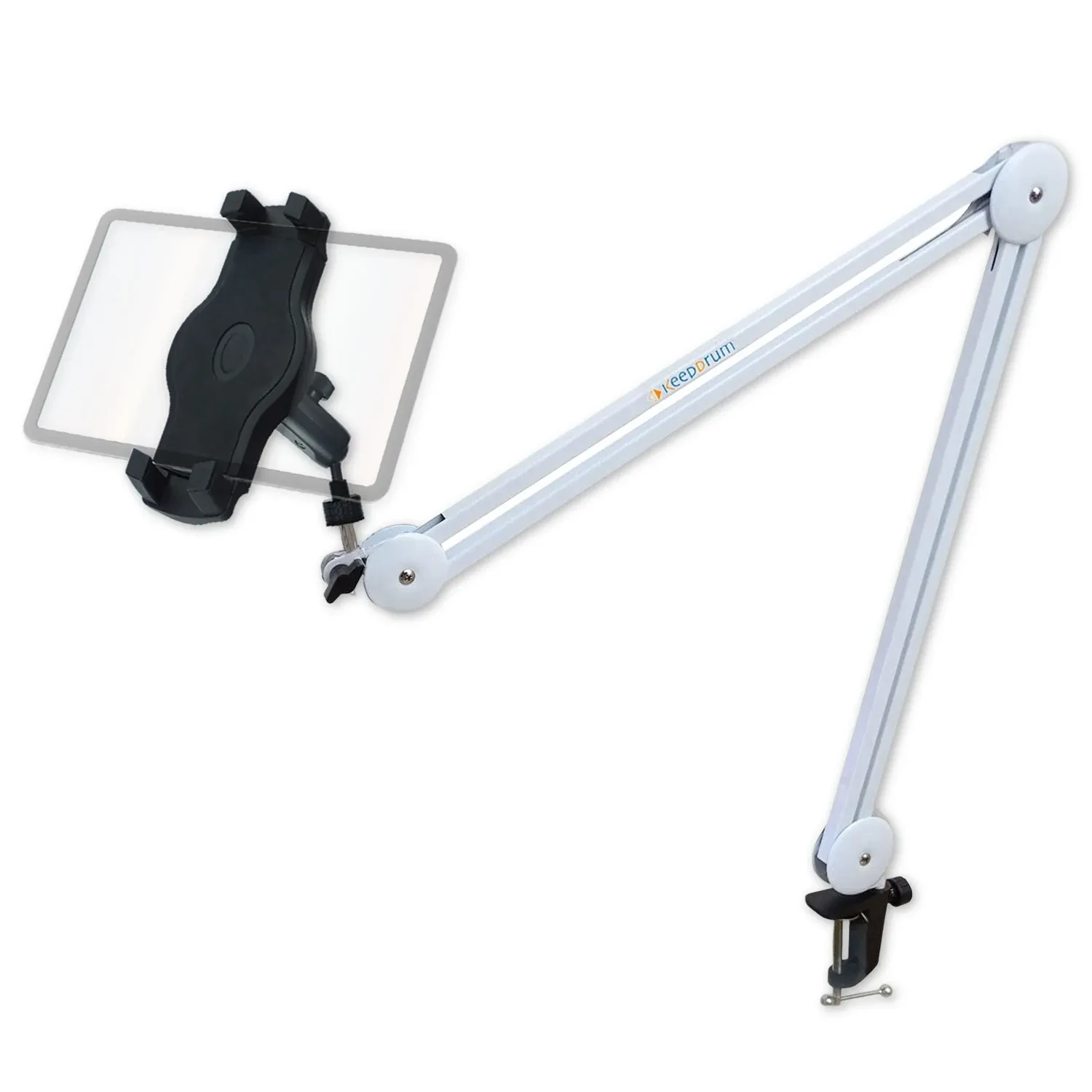 Держатель смартфона на микрофонную стойку keepdrum MS138 шарнирный, белый, с держателем для планшета