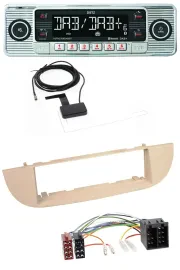 Dietz Bluetooth USB MP3 DAB Autoradio für Fiat 500 ab 2007 perlgrau beige