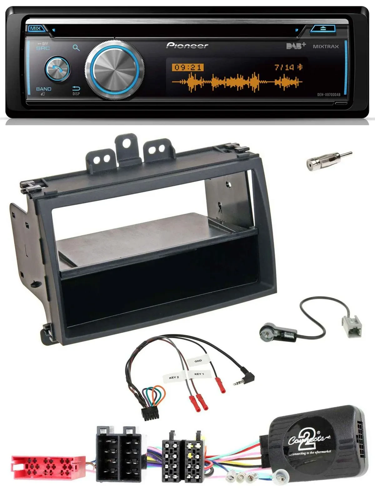 Автомагнитола для Hyundai i20 (2009–2011) Pioneer DAB USB CD Bluetooth, черный