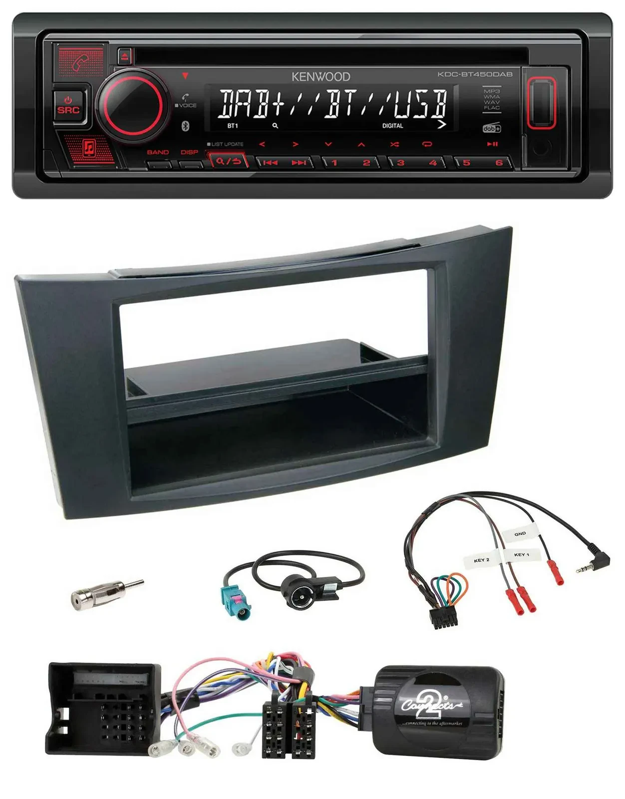 Kenwood Lenkrad CD USB Bluetooth DAB Autoradio für Mercedes E-Klasse 2002-2008 W