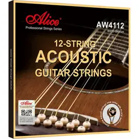 Струны для 12-струнной акустической гитары Alice AW4112-L Bronze 80/20 Light 12-52