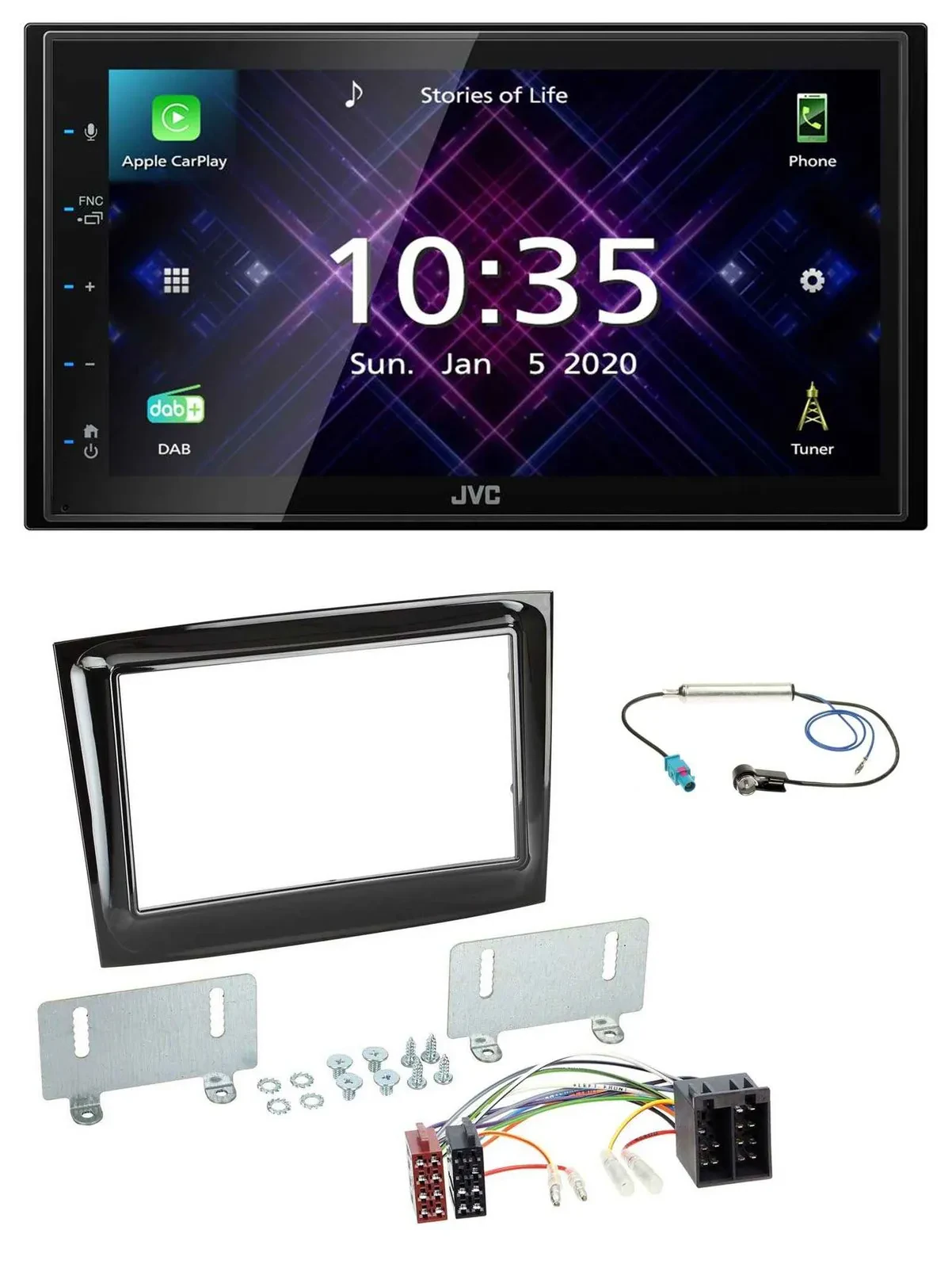 JVC DAB 2DIN MP3 Bluetooth USB Autoradio für Fiat Doblo ab 15 piano schwarz