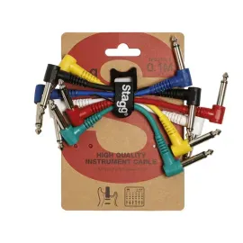 Stagg Set of 6 Multi Colored 4-Inch Patch Cables. Model SPC010L E