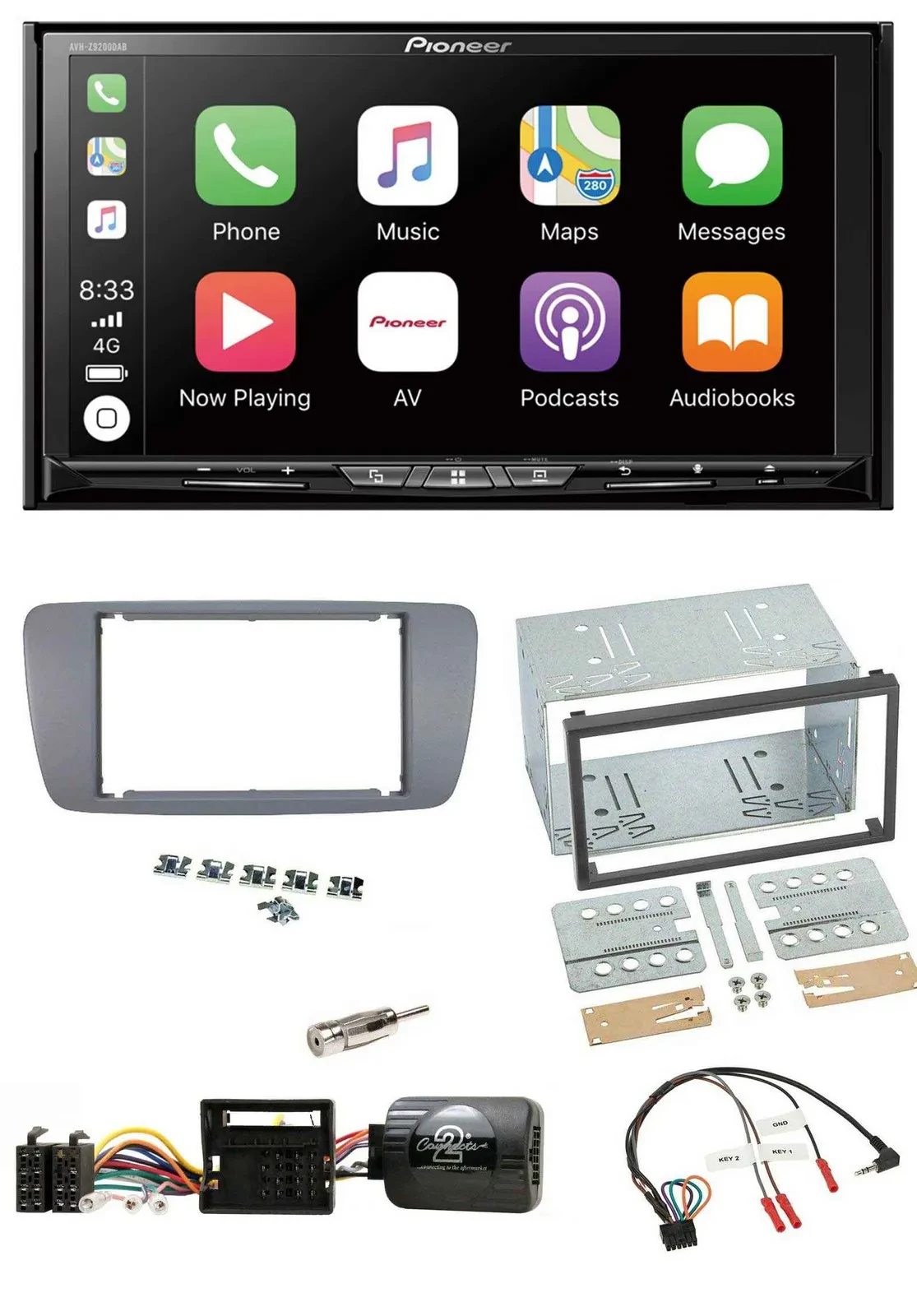 Pioneer 2DIN Lenkrad USB DAB DVD Bluetooth Autoradio für Seat Ibiza ab 08 conema