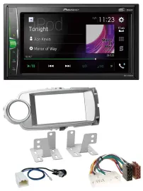 Автомагнитола Pioneer 2-DIN MP3 DAB USB Bluetooth для Toyota Yaris (2011–2014) серебристая