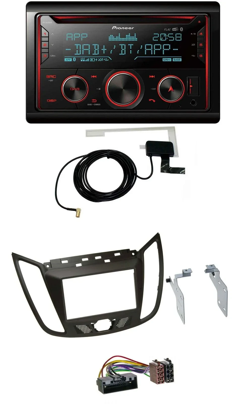 Автомагнитола для Ford C-Max (с 2010) Pioneer 2DIN CD MP3 DAB USB Bluetooth коричневый