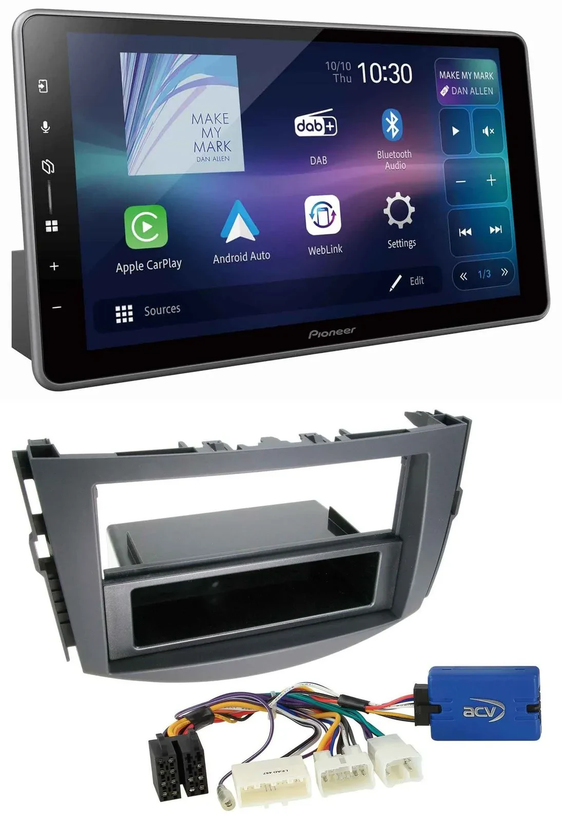 Автомагнитола Pioneer Bluetooth, USB, DAB, MP3 для Toyota RAV4 (2011–2013), 28-pin