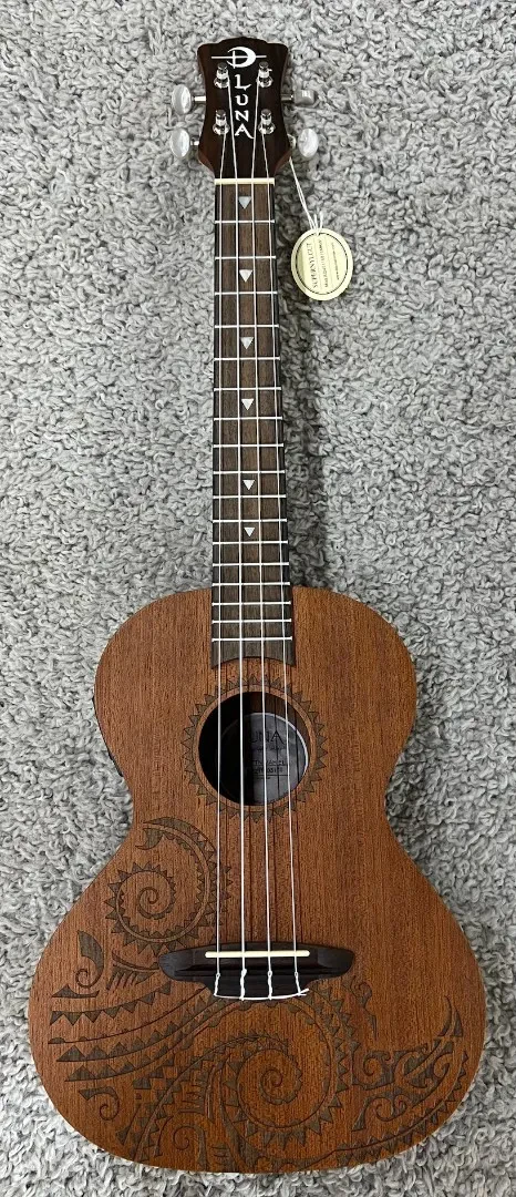 Luna UKE TTN MAH EL Acoustic Electric Tenor Tattoo Mahogany Ukulele with Gig Bag