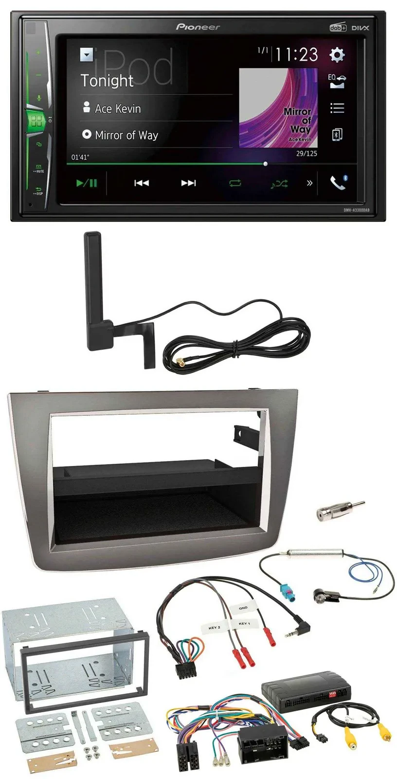 Автомагнитола для Alfa Romeo Mito Pioneer 2DIN DAB Bluetooth, серебристая