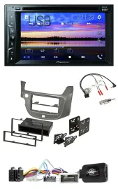 Автомагнитола Pioneer 2DIN, Bluetooth, USB, DVD, DAB, для Honda Jazz (с 2014), серебристая, поддержка управления с руля