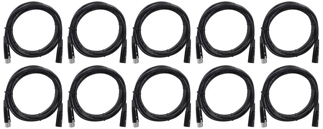 DMX-кабель Rockville RDX5M10 Black 3 м (10 штук)