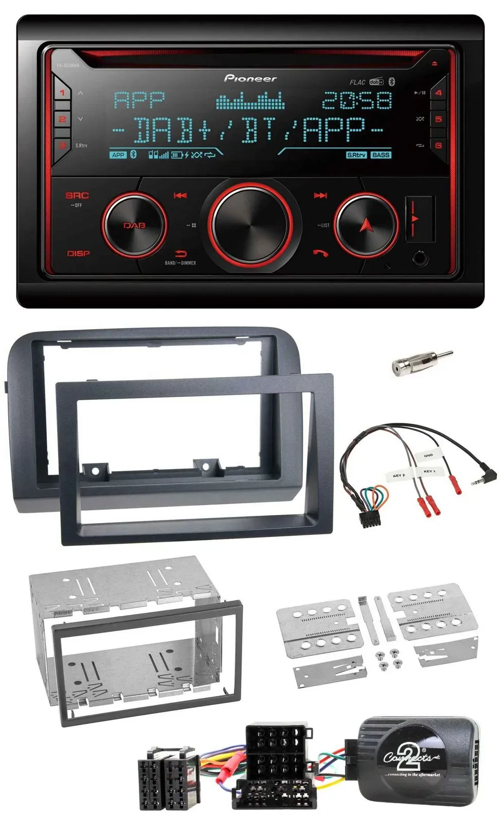 Pioneer 2DIN DAB Lenkrad Bluetooth USB CD Autoradio für Fiat Croma 2005-2010