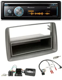 Автомагнитола для Fiat Panda 169 (2007–2012) Pioneer DAB USB CD Bluetooth, серый, поддержка кнопок на руле