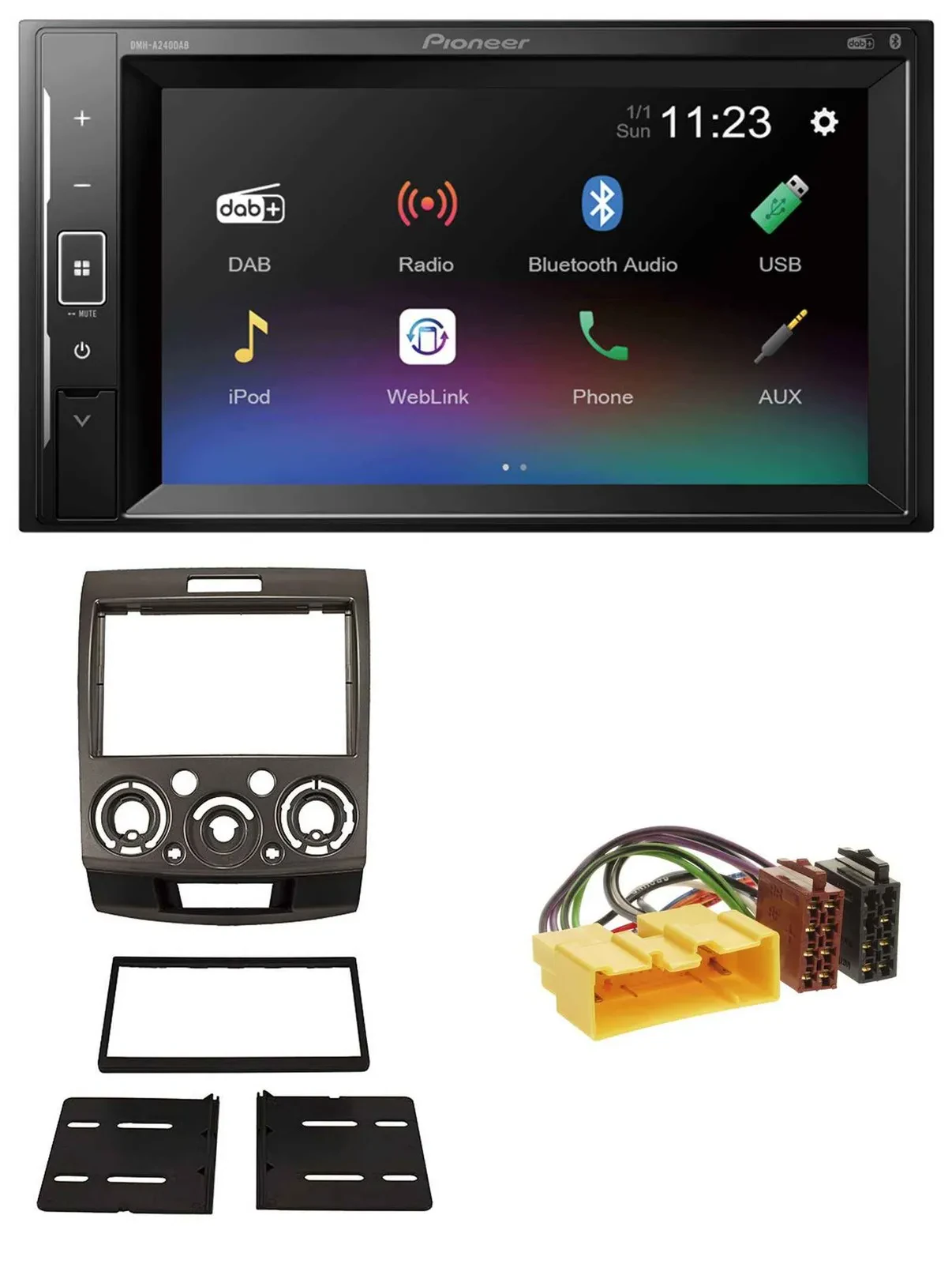 Автомагнитола Pioneer 2DIN, DAB, Bluetooth, USB, MP3 для Ford Ranger / Mazda BT-50 (с 2006)