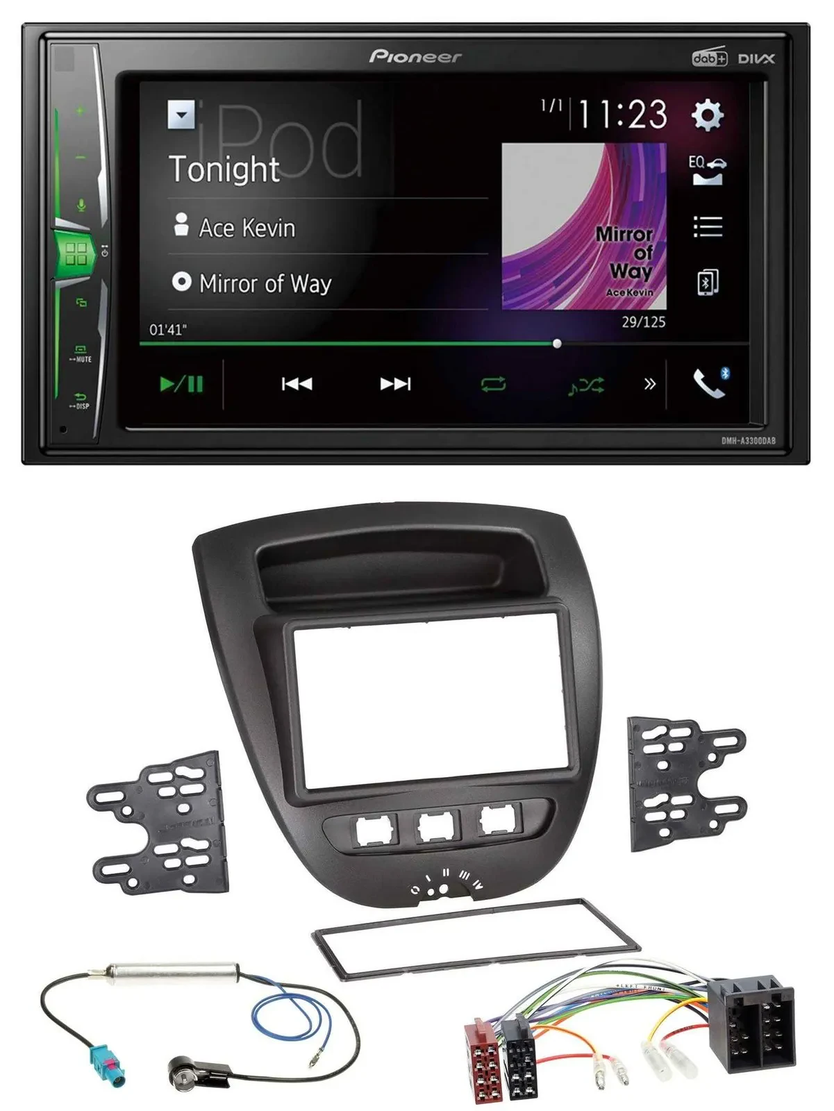 Автомагнитола Pioneer 2DIN, MP3, DAB, USB, Bluetooth для Toyota Aygo, Peugeot 107, Citroen