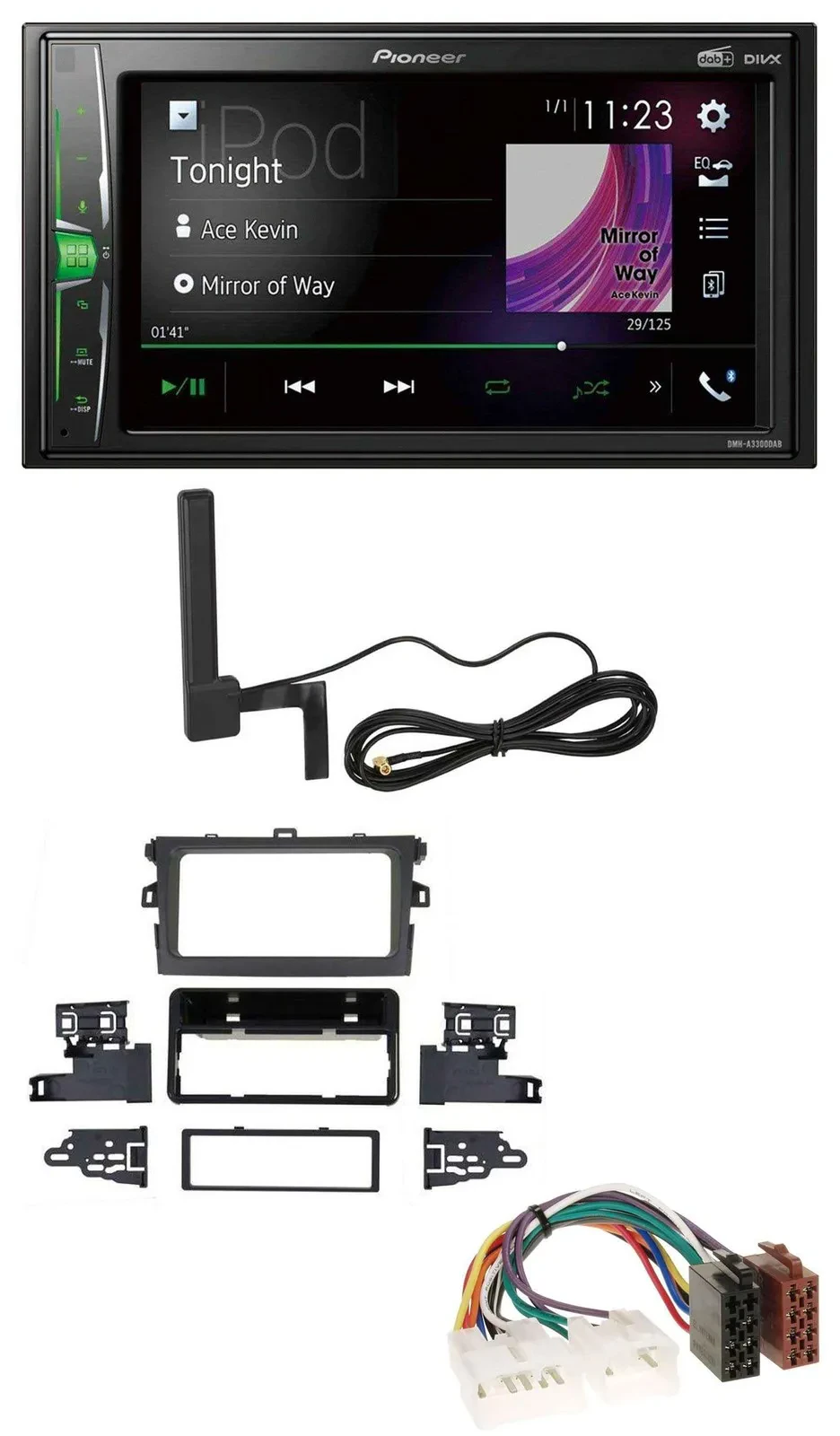 Автомагнитола для Toyota Corolla (2009–2013) Pioneer 2-DIN, Bluetooth, DAB, MP3, AUX, серебристый