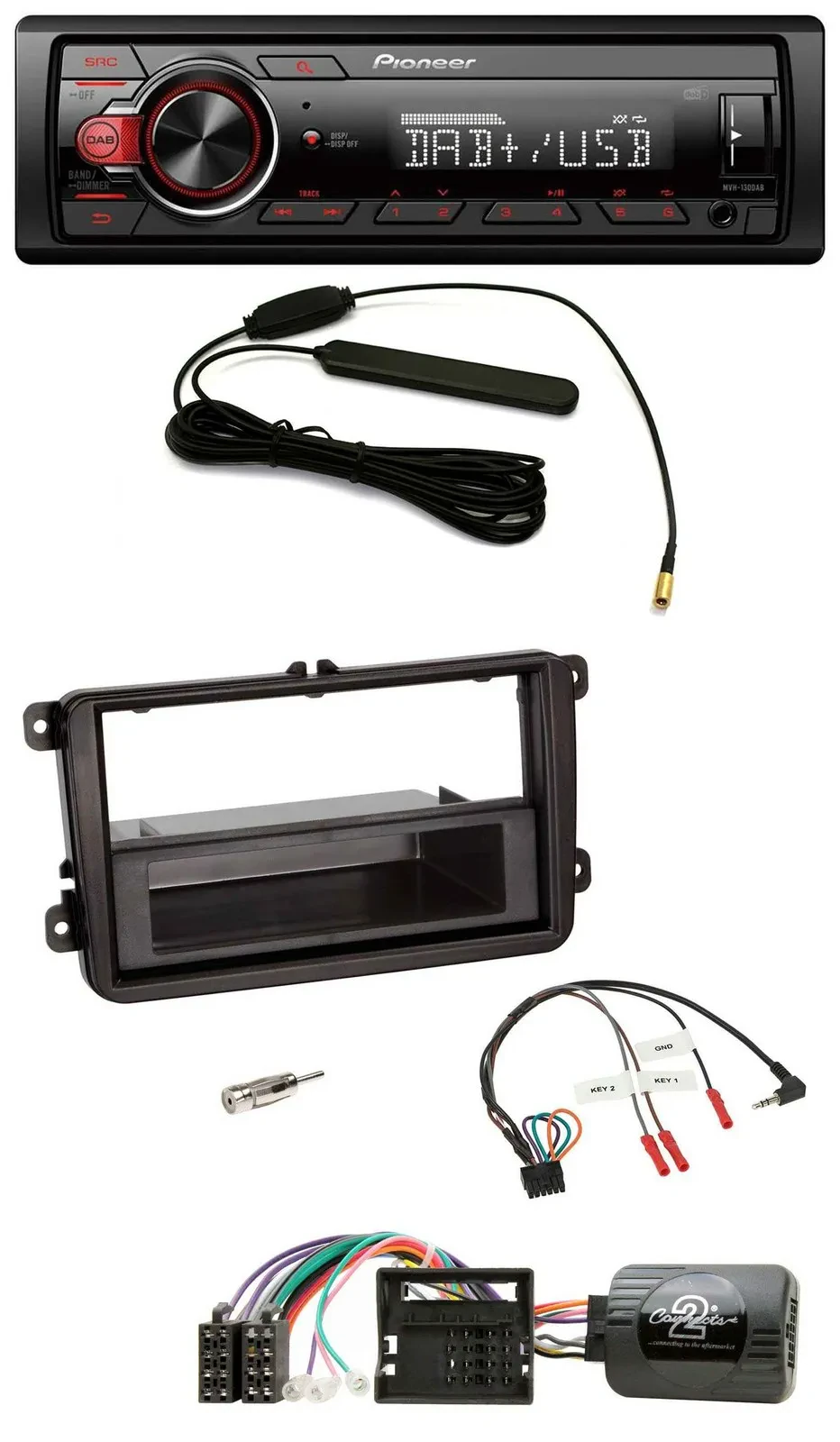 Pioneer MP3 DAB 1DIN Lenkrad USB Autoradio für Skoda Fabia 5J 2007-2014