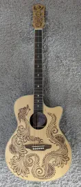 Luna HEN DRA SPR Henna Dragon Spruce &Mahogany Acoustic Electric Cutaway Guitar