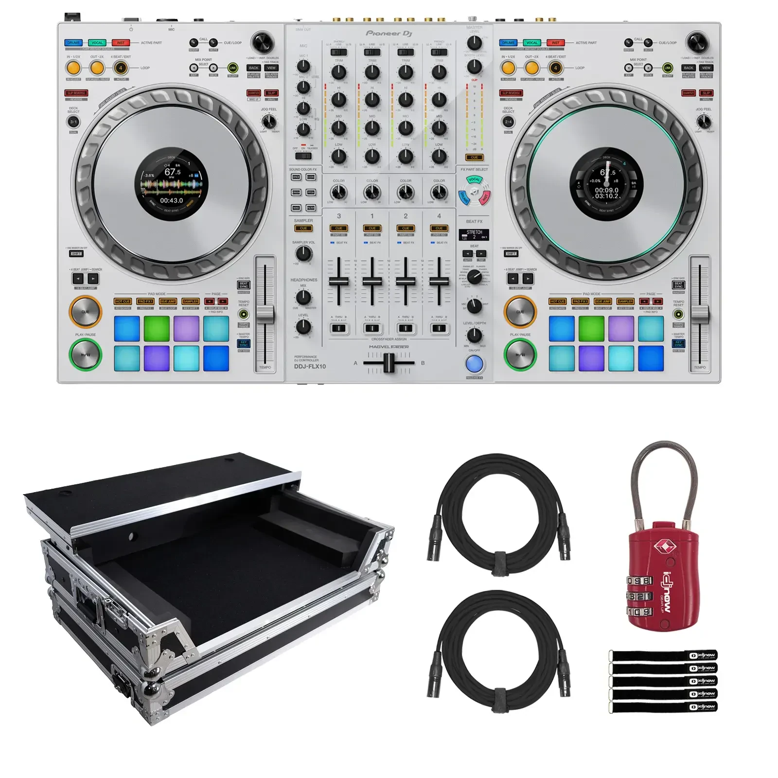 DJ-контроллер с джогом Pioneer DDJ-FLX10 White с аксессуарами