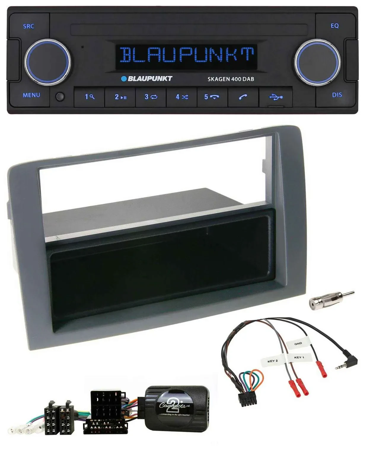 Blaupunkt DAB USB Bluetooth Lenkrad Autoradio für Fiat Idea 2006-2011 grau