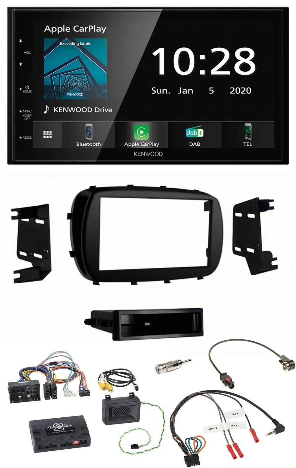 Автомагнитола для Fiat 500X (с 2014) Kenwood 2 DIN, Bluetooth, DAB, USB