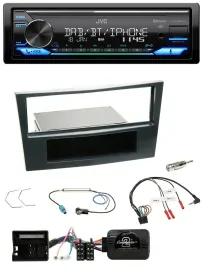 Автомагнитола JVC Bluetooth DAB USB для Opel Corsa D (2006–2008) Stealth чёрный с поддержкой кнопок на руле