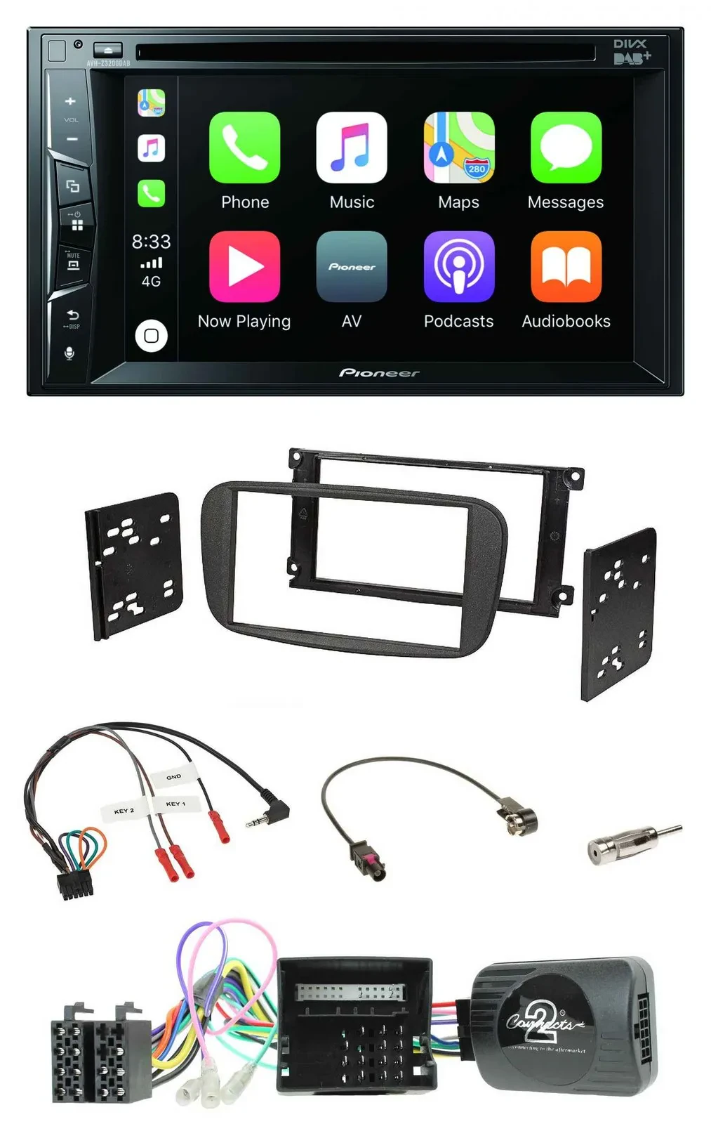 Pioneer Lenkrad USB DVD Bluetooth DAB 2DIN Autoradio für Ford Focus C-Max Galaxy