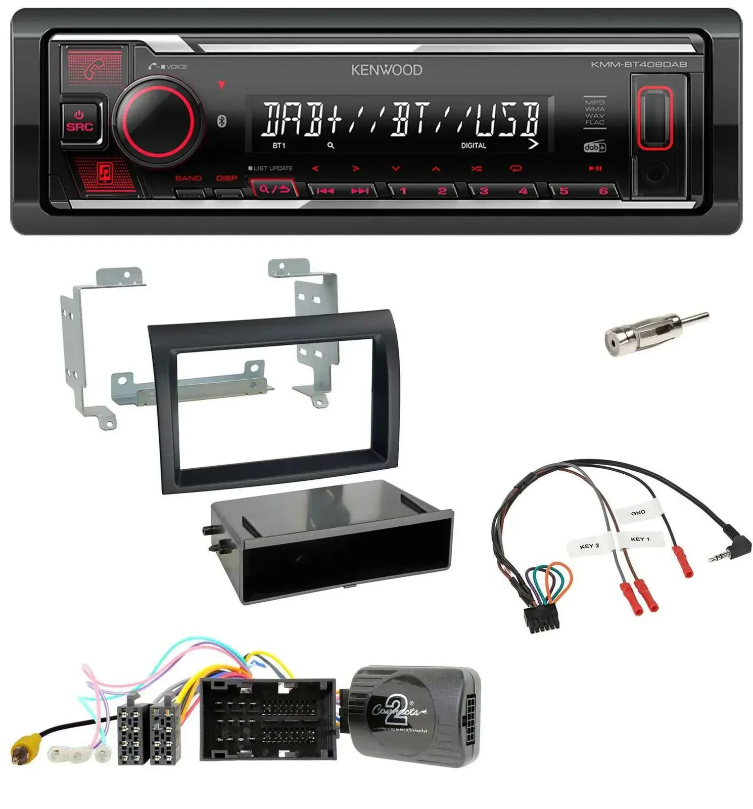 Автомагнитола для Citroen Jumper Kenwood Bluetooth, USB, DAB, поддержка кнопок на руле