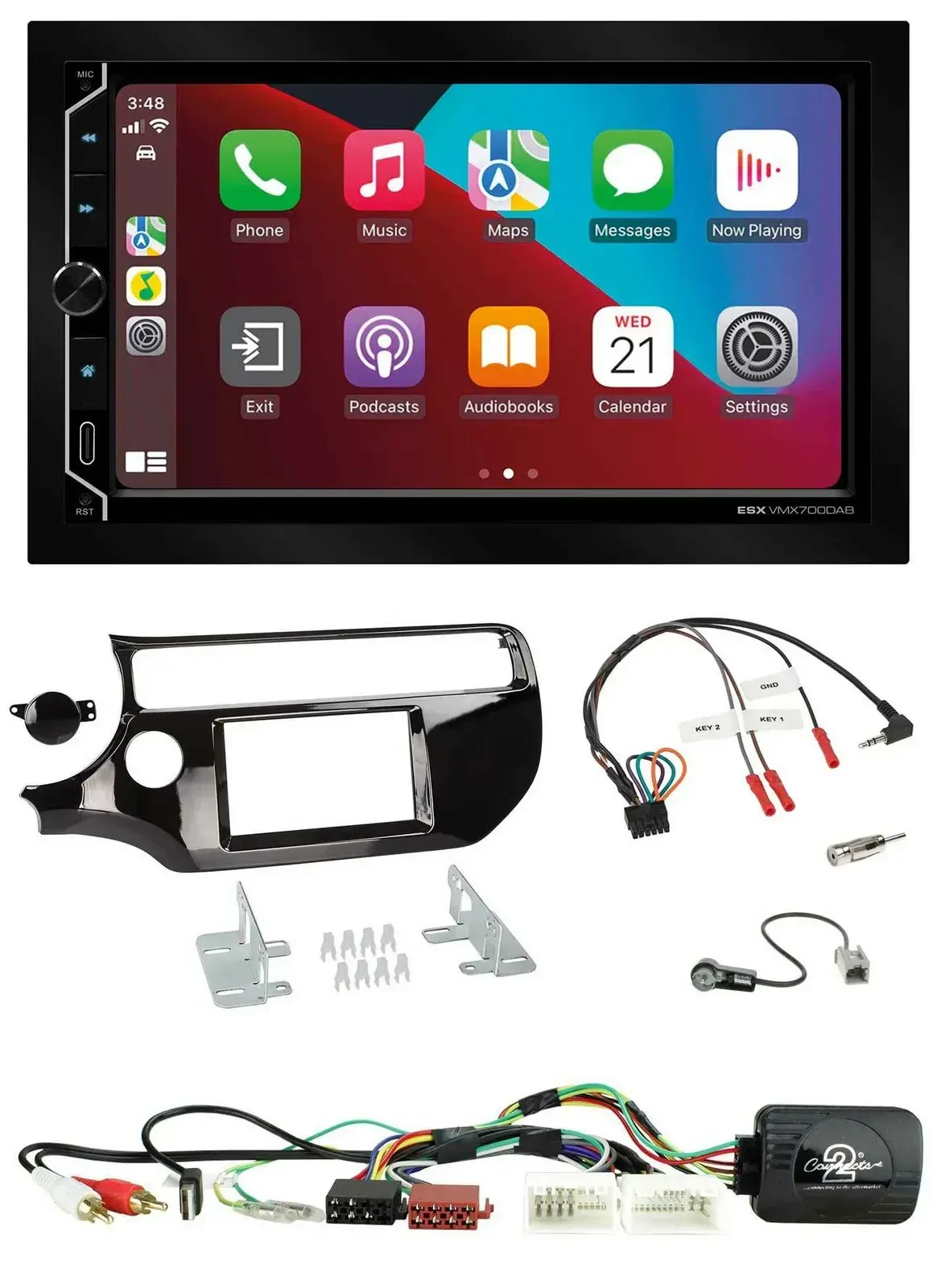 ESX 2DIN DAB USB Lenkrad Bluetooth Autoradio für Kia Rio UB ab 2015 piano schwar