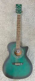 Dean EQA TBLS Exotica Quilt Ash Acoustic Electric Guitar, Transparent Blue Satin