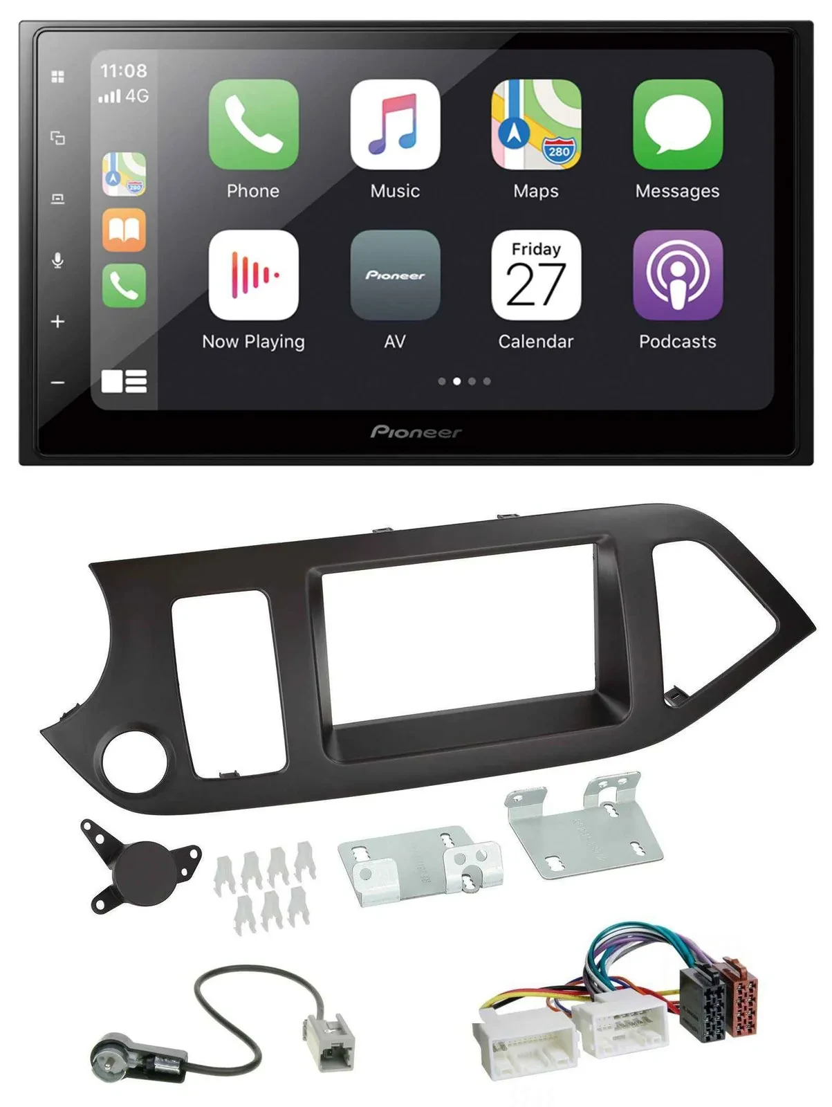 Автомагнитола для Kia Picanto (с 2011, без Start-Stop) Pioneer 2DIN, Bluetooth, DAB, USB, MP3