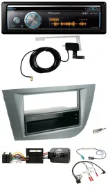 Автомагнитола Pioneer Bluetooth DAB USB CD, для Seat Leon 2005–2010, темно-серый, с поддержкой управления на руле