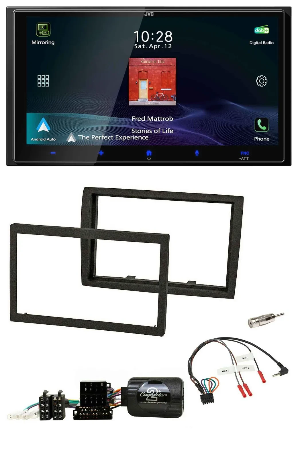 JVC USB Bluetooth 2DIN DAB Lenkrad Autoradio für Fiat Ducato