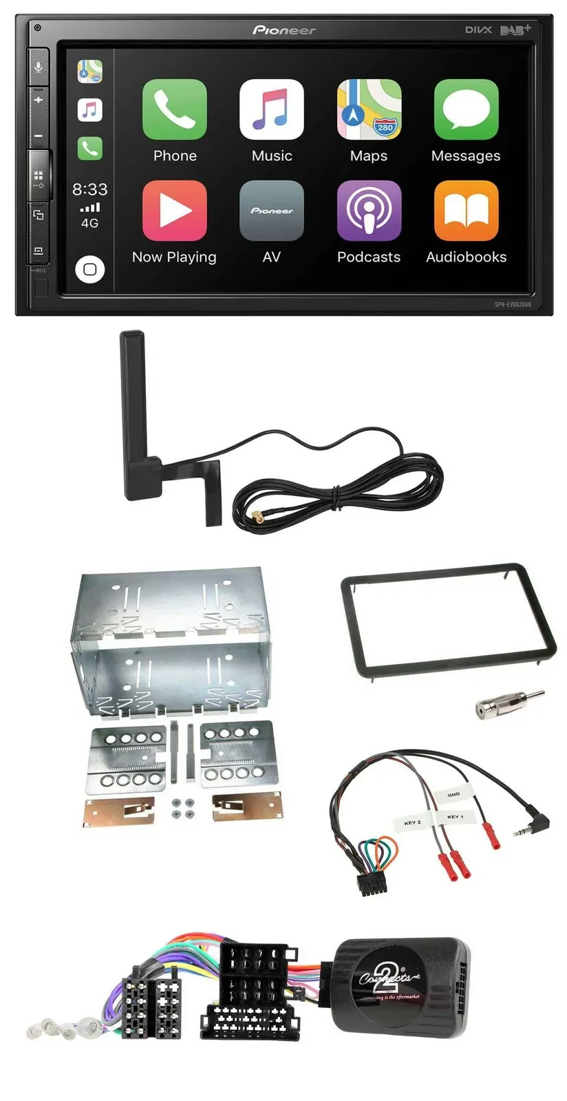 Pioneer USB 2DIN Bluetooth DAB Lenkrad Autoradio für Alfa Romeo 159 Brera Spider