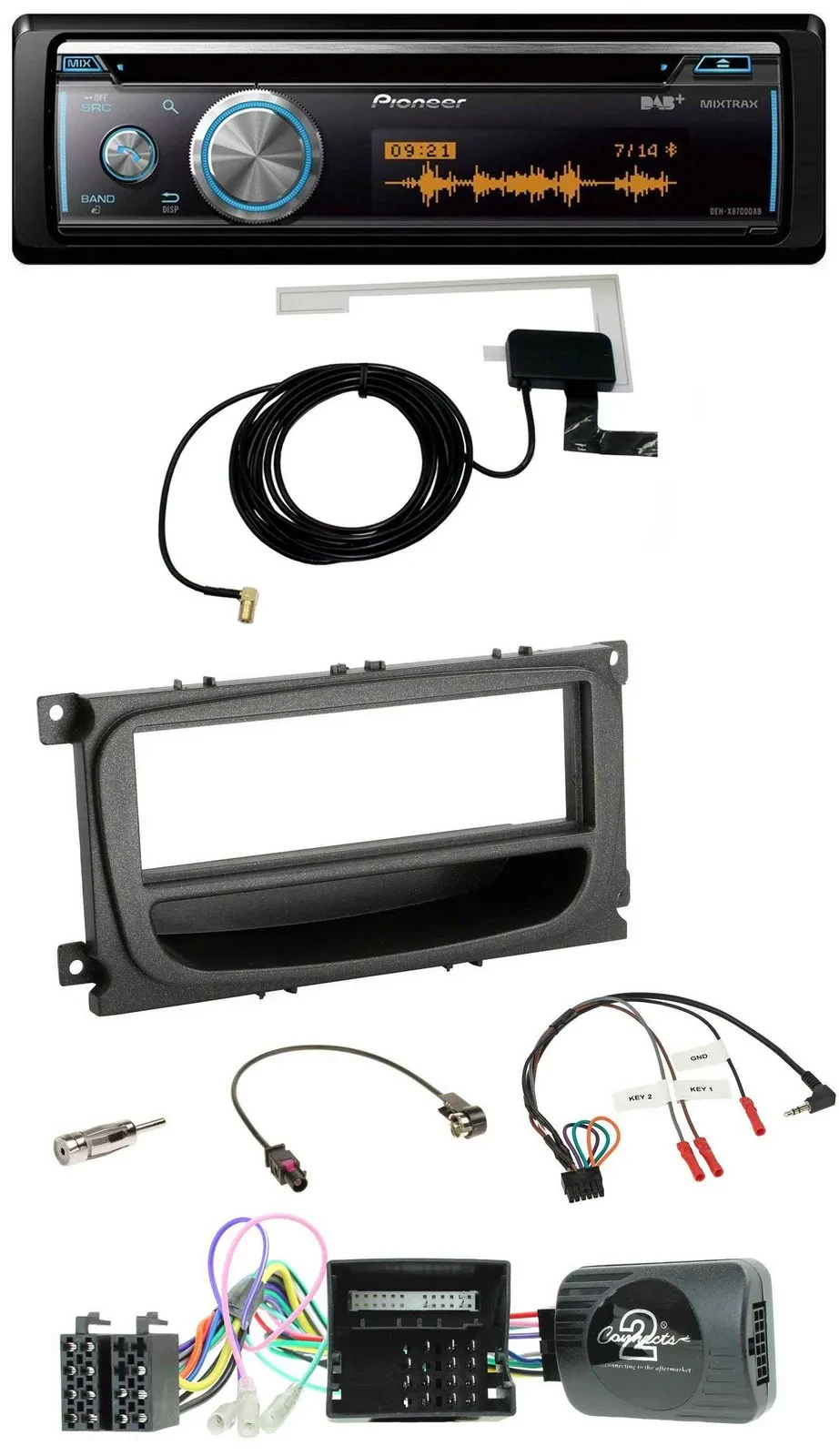 Автомагнитола Pioneer Bluetooth DAB USB CD для Ford Mondeo/S-Max (2007–2014), поддержка кнопок на руле, CAN