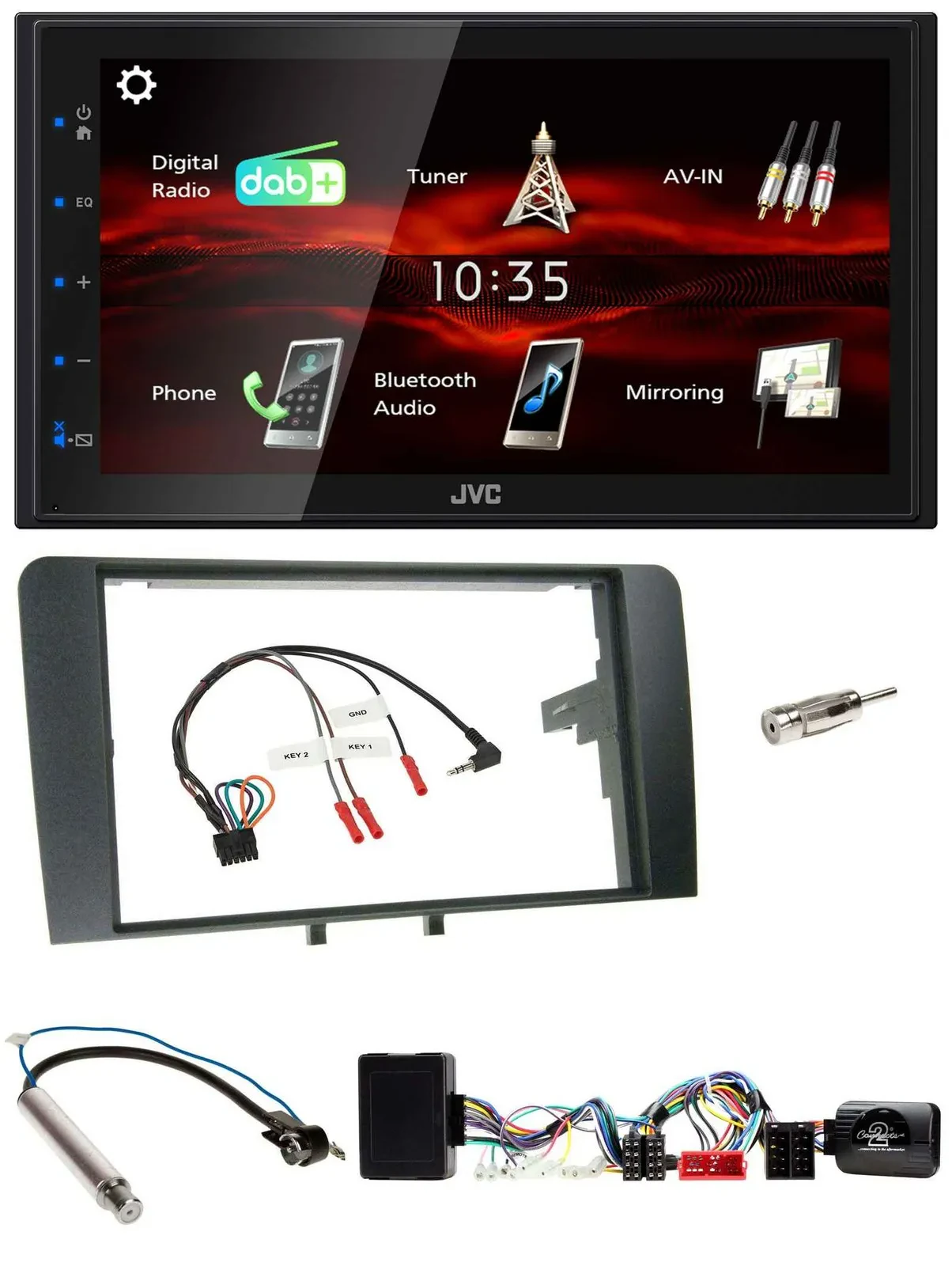 JVC USB Bluetooth Lenkrad DAB 2DIN Autoradio für Audi A3 Symphony Aktiv ISO 8P 2