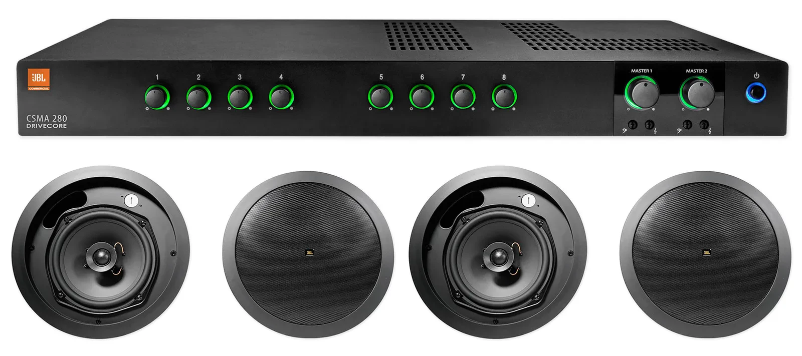 Потолочная акустика JBL 16C/T Black с усилителем (4 штуки)