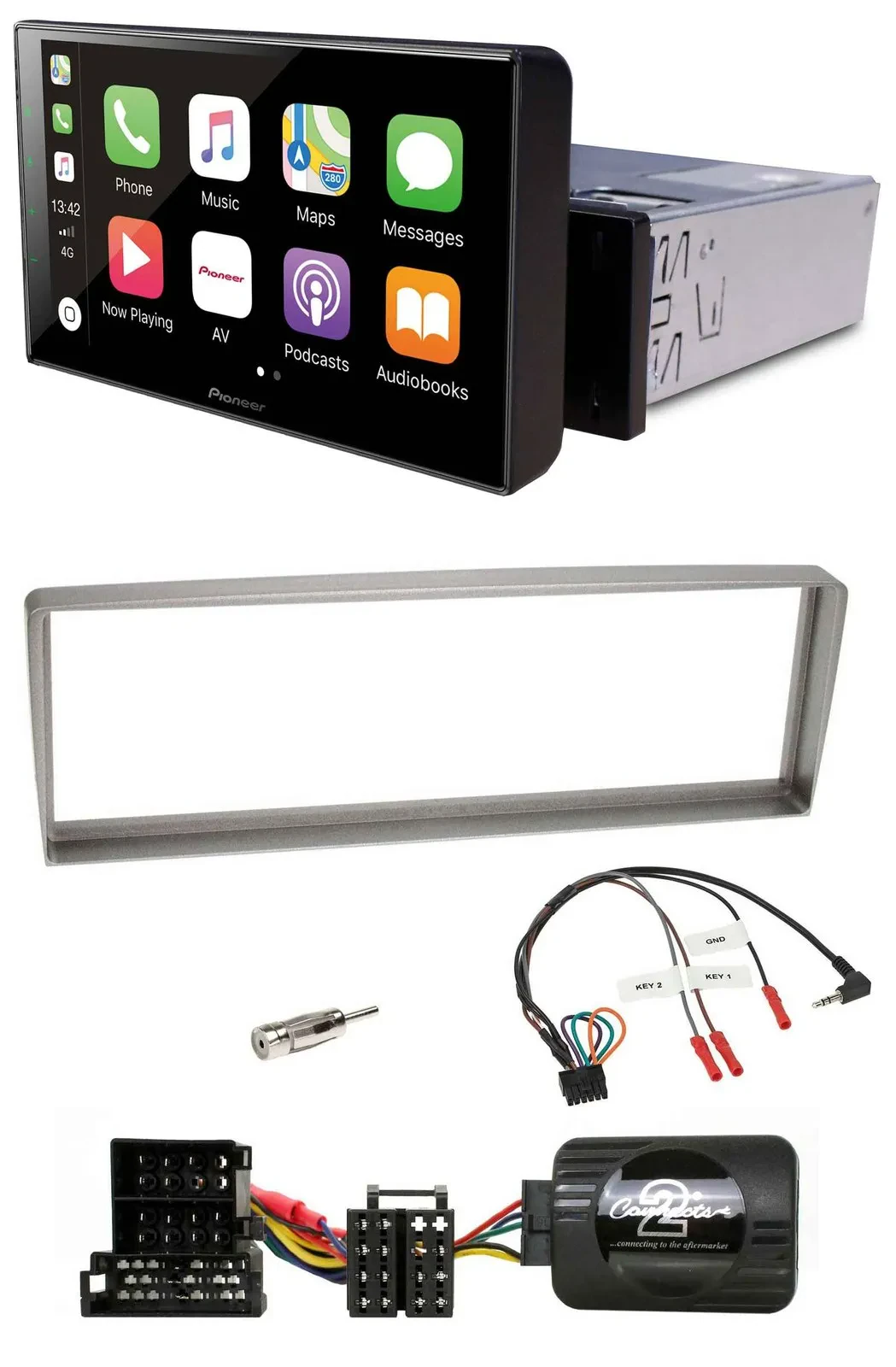 Pioneer Bluetooth Lenkrad DAB USB Autoradio für Alfa Romeo 156 ab 2003 silber