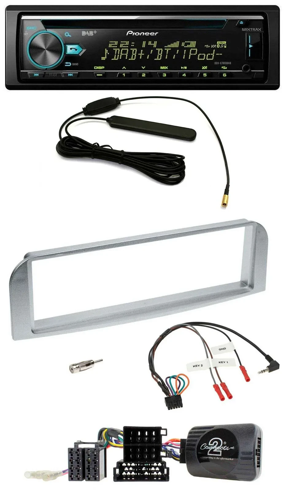 Автомагнитола для Alfa Romeo GT/147 (2007–2010) Pioneer CD MP3 DAB USB серебристо-серая с поддержкой управления с руля