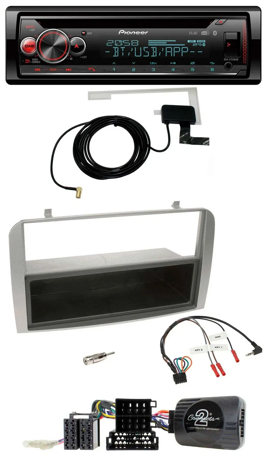 Pioneer DAB CD Lenkrad USB Bluetooth Autoradio für Alfa GT 147 07-10 silber Abla