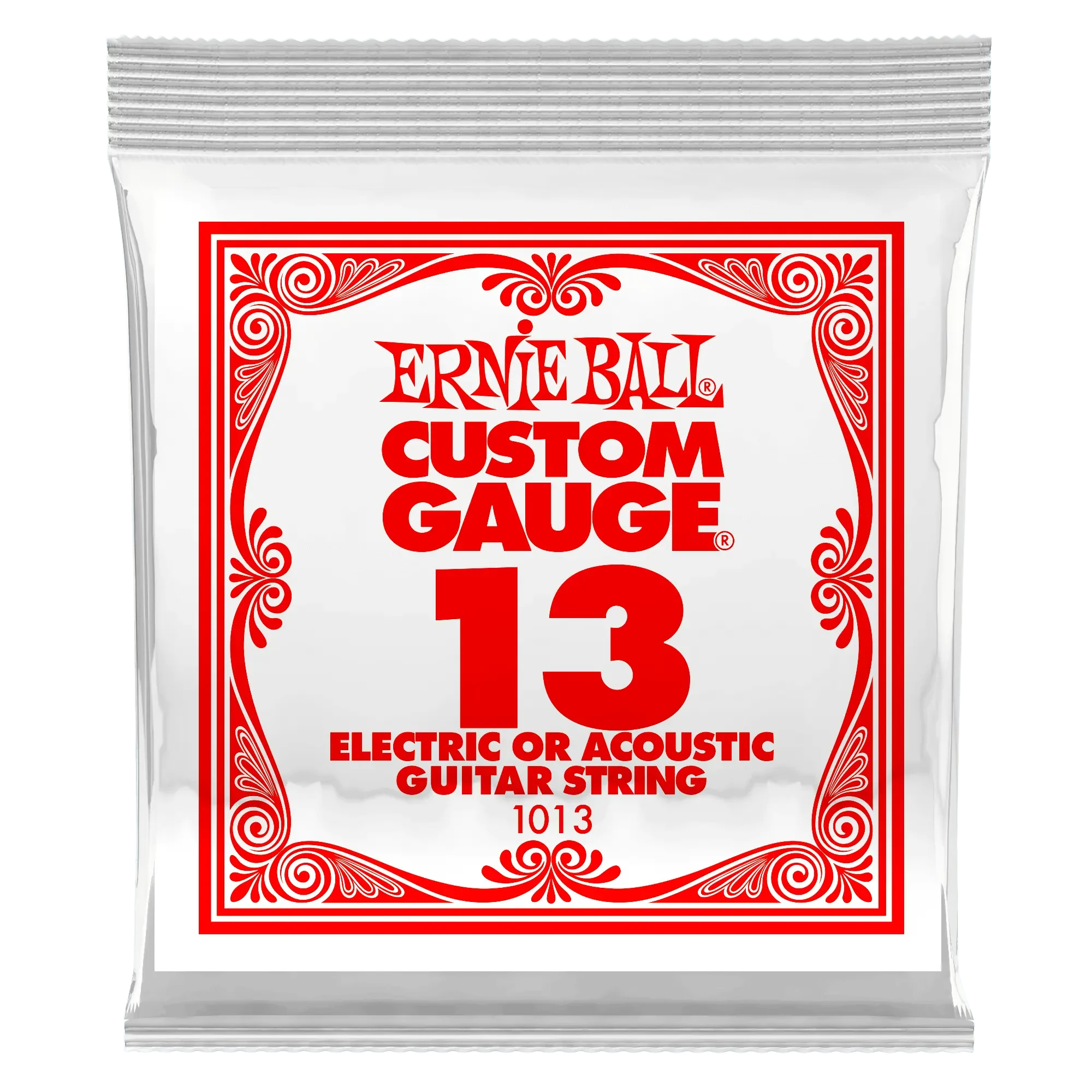 Струна для акустической и электрогитары Ernie Ball P01013 Custom gauge, сталь, калибр 13