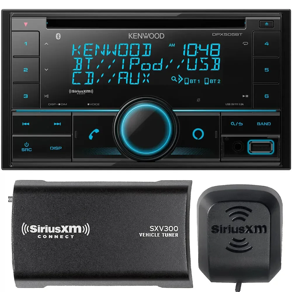 Автомагнитола Kenwood DPX505BT с CD и тюнером SiriusXM (набор)