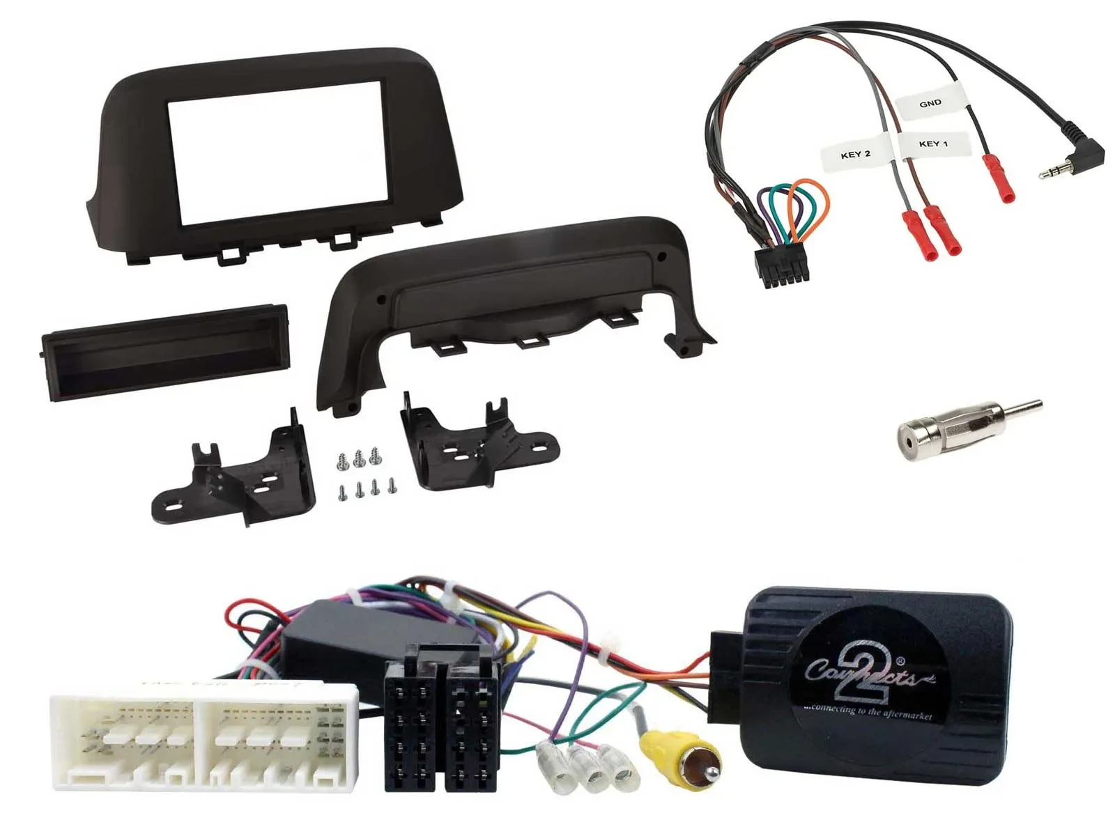 Einbauset Lenkradadapter Doppel DIN Autoradio für Hyundai Kona ab 2013