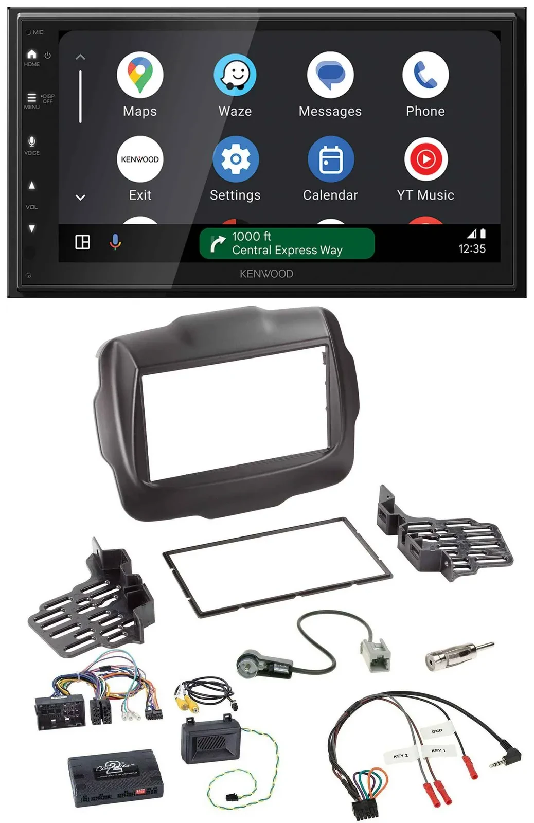 Автомагнитола Kenwood 2-DIN, DAB, Bluetooth, USB, поддержка управления с руля, для Jeep Renegade (с 2015)