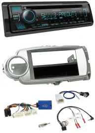 Автомагнитола для Toyota Yaris 2011–2014 Kenwood Bluetooth USB CD DAB серебристая