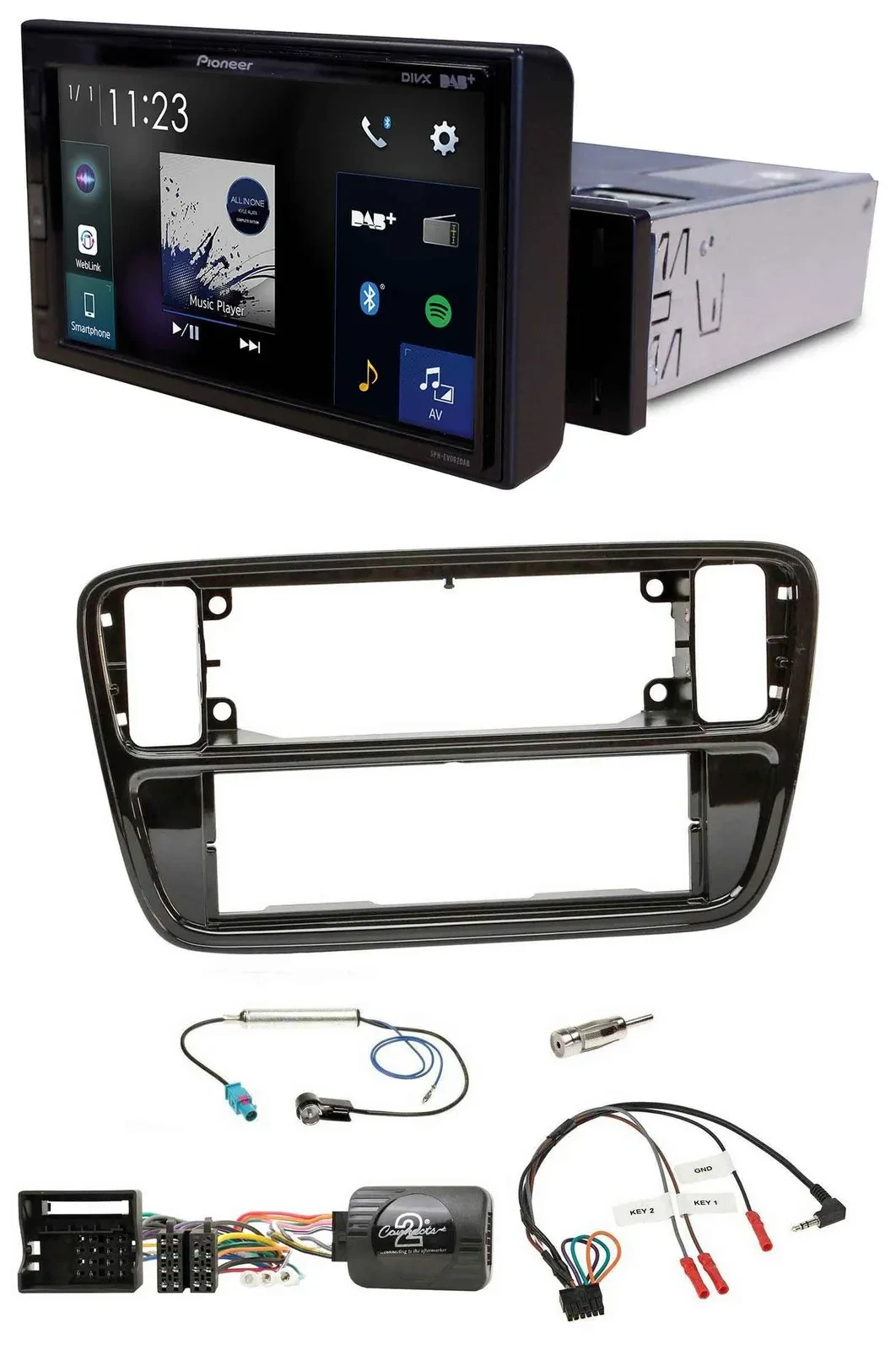 Pioneer DAB Lenkrad Bluetooth USB Autoradio für VW Up AA AAN 11-16 Klavierlack