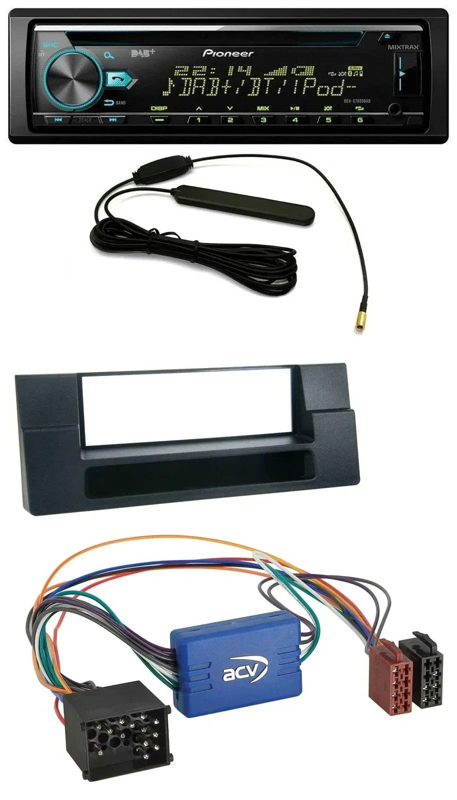 Автомагнитола для BMW 5er E39/X5 E53 Pioneer CD MP3 DAB USB AUX 1-DIN с нишей, совместима с активной системой