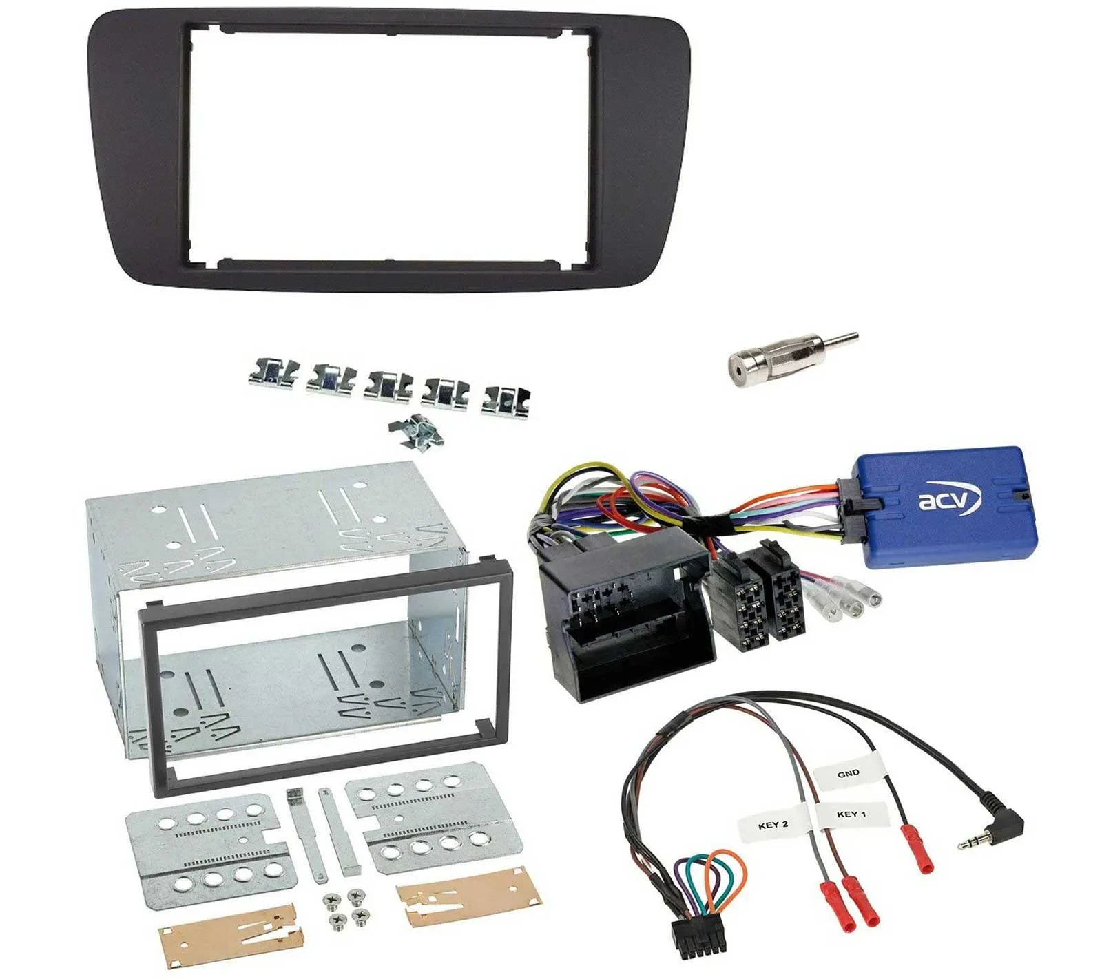 Radioset Lenkradadapter Doppel DIN Autoradio für Seat Ibiza ab 08 azabacheschwar