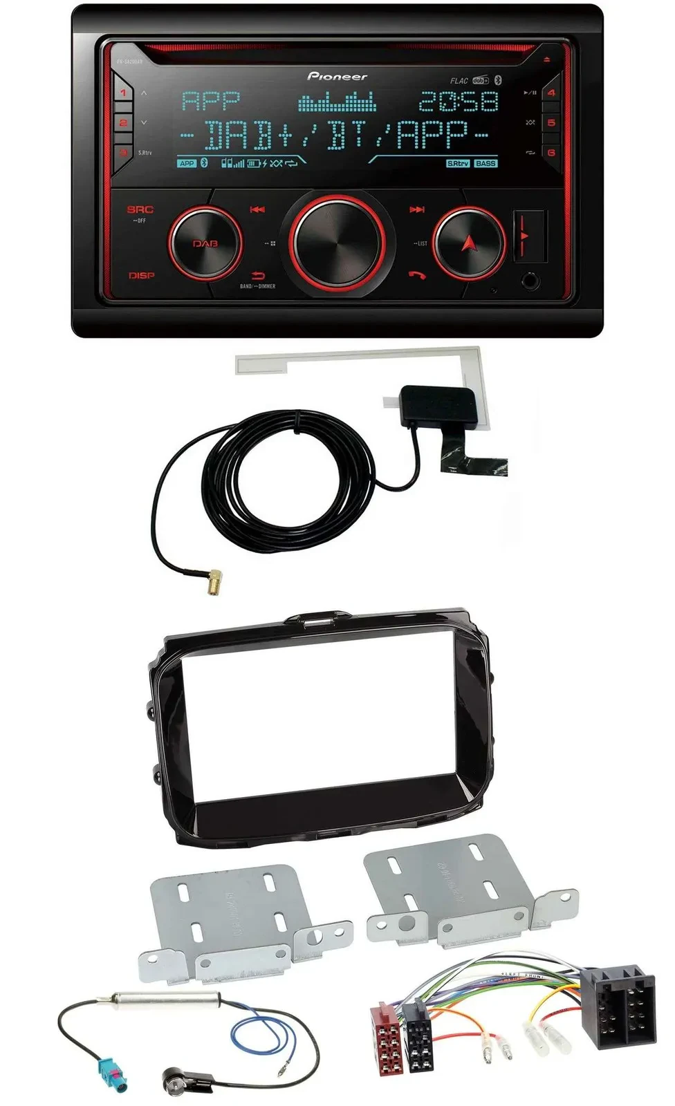 Автомагнитола Pioneer 2-DIN CD MP3 DAB USB Bluetooth для Alfa Romeo (ISO, с 2013), черный глянец